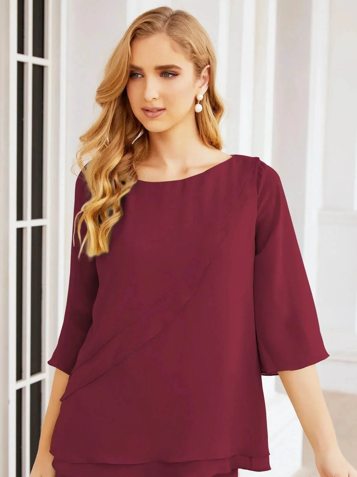 Sunnderly Elegant 2 Piece Mother of The Bride Dress Plus Size Pant Suits Ruffle Layers Sliver Housecoat SY28064 - Image 57