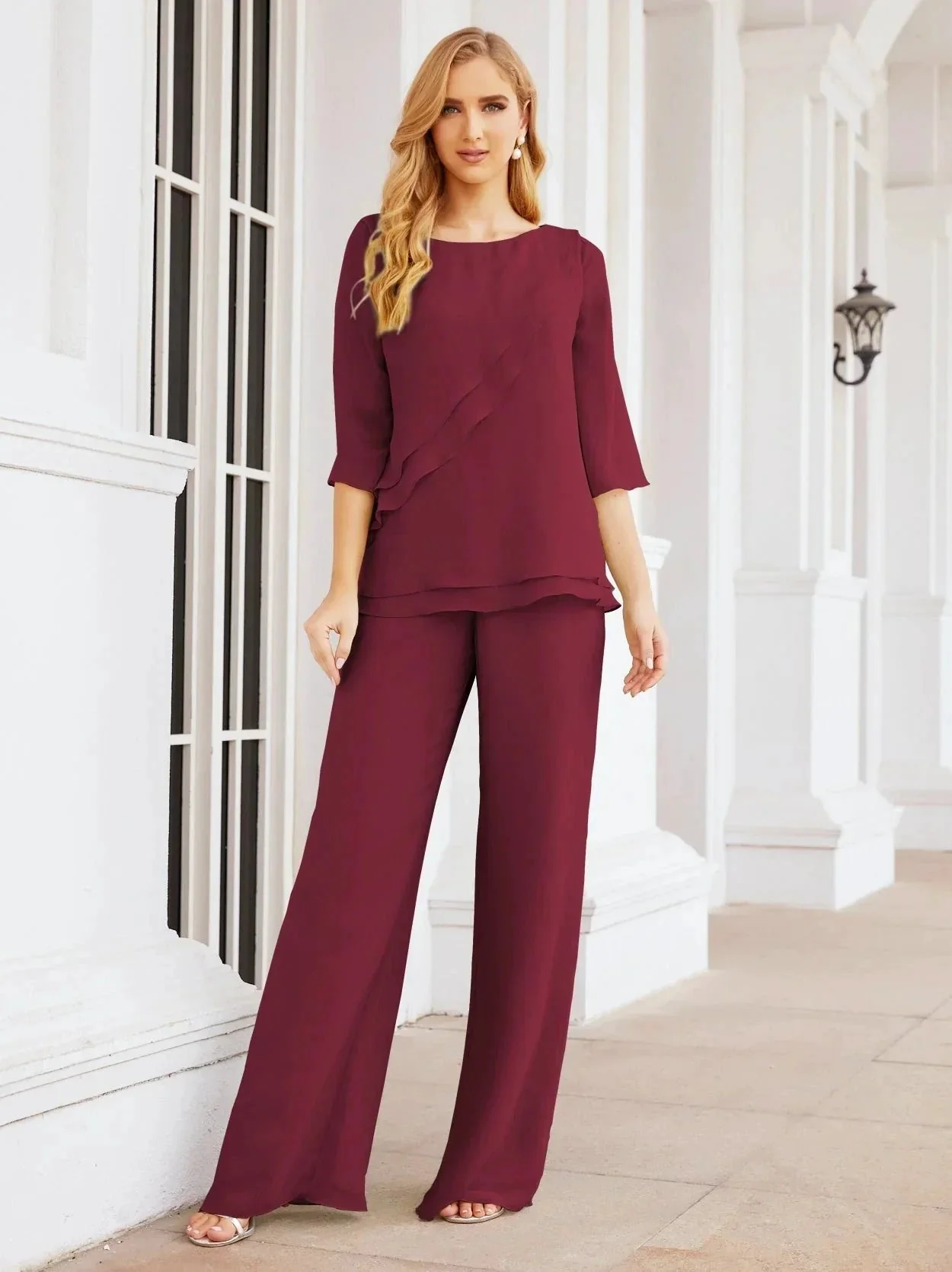 Sunnderly Elegant 2 Piece Mother of The Bride Dress Plus Size Pant Suits Ruffle Layers Sliver Housecoat SY28064 - Image 59