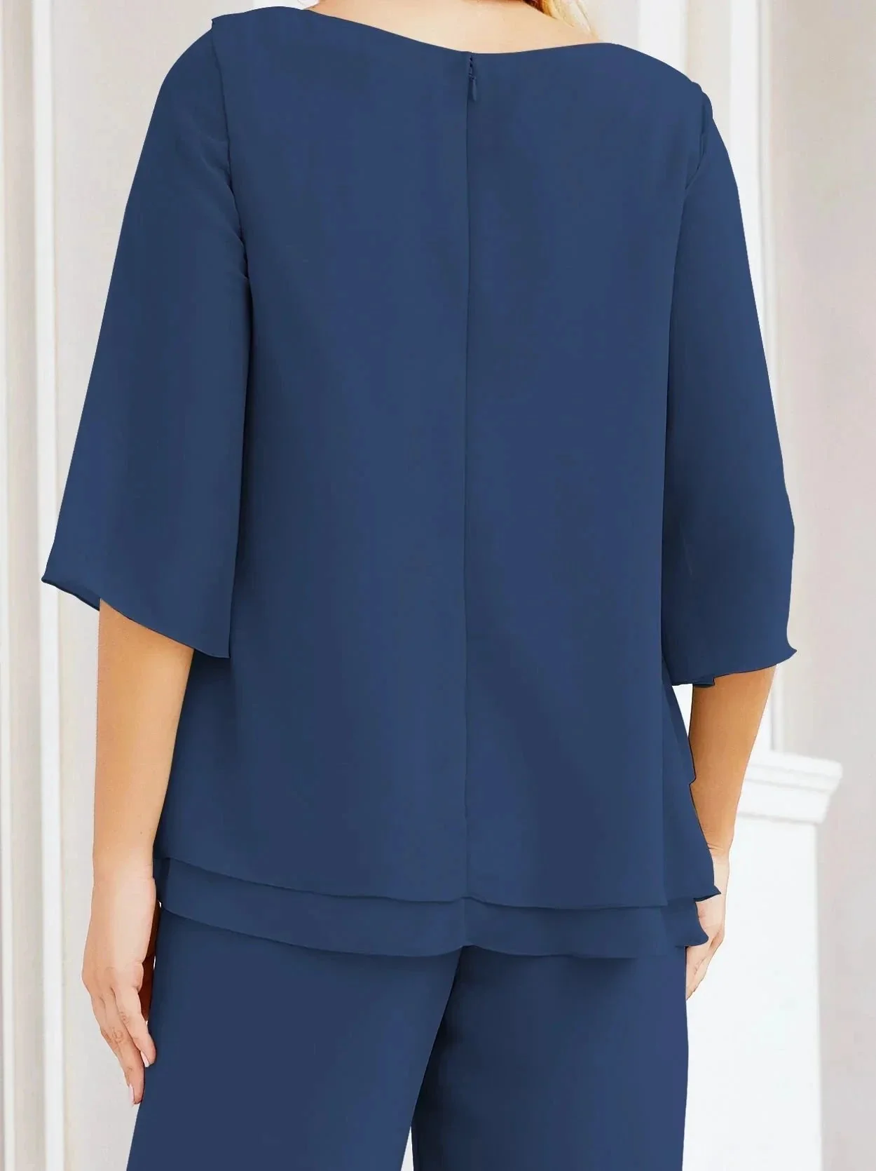 Sunnderly Elegant 2 Piece Mother of The Bride Dress Plus Size Pant Suits Ruffle Layers Sliver Housecoat SY28064 - Image 61