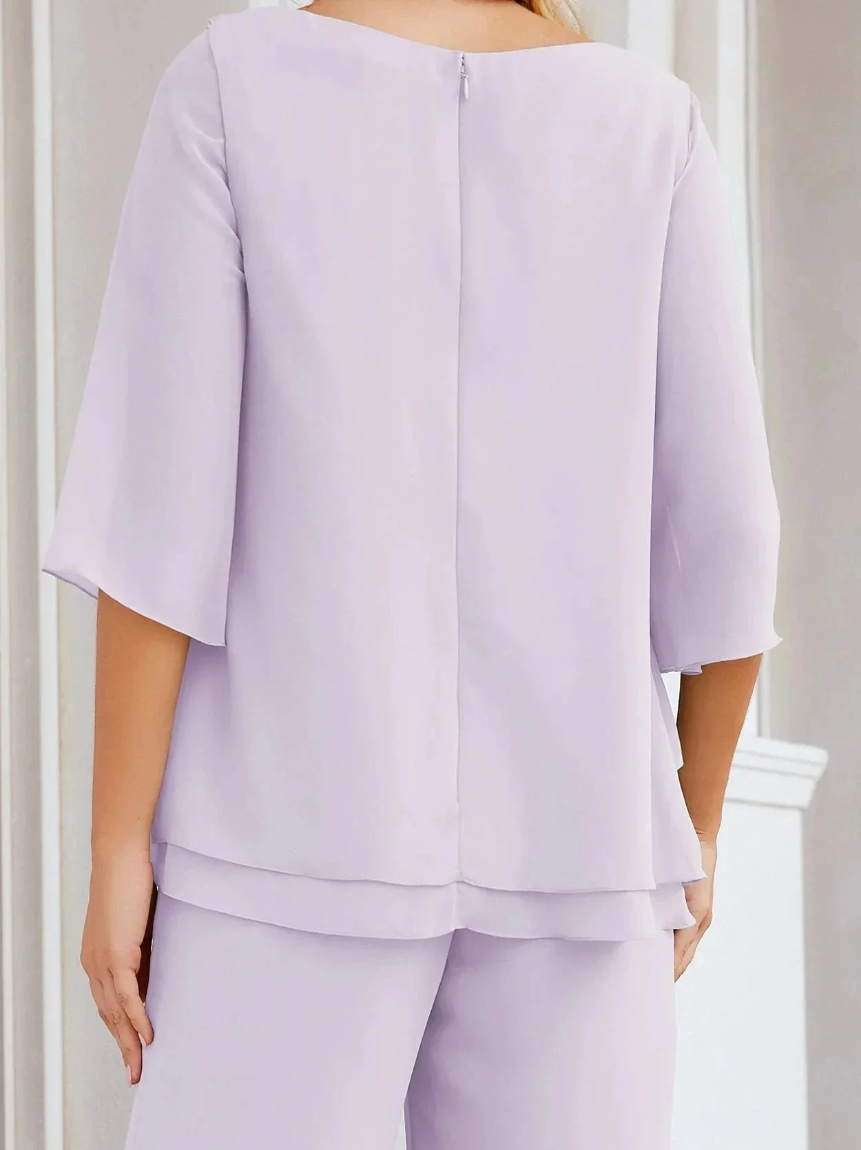 Sunnderly Elegant 2 Piece Mother of The Bride Dress Plus Size Pant Suits Ruffle Layers Sliver Housecoat SY28064 - Image 66