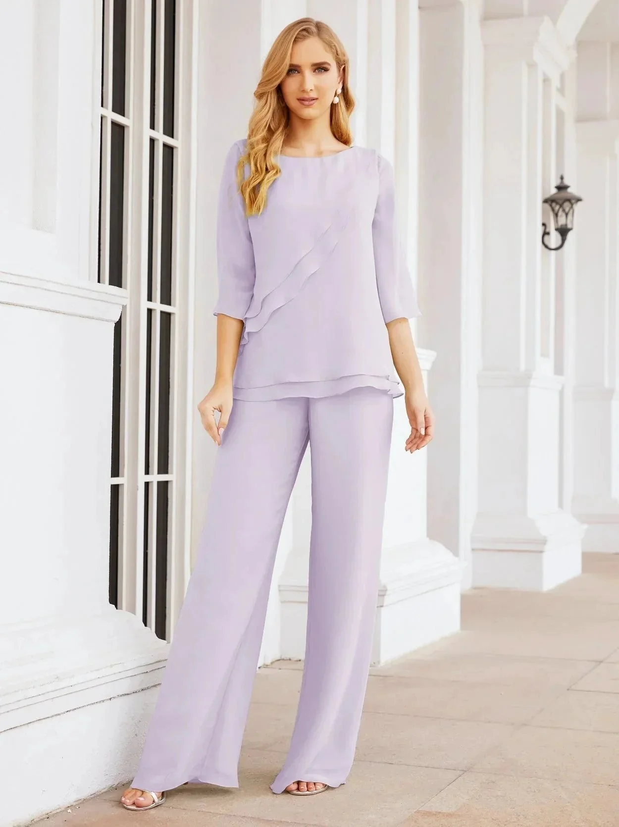 Sunnderly Elegant 2 Piece Mother of The Bride Dress Plus Size Pant Suits Ruffle Layers Sliver Housecoat SY28064 - Image 69