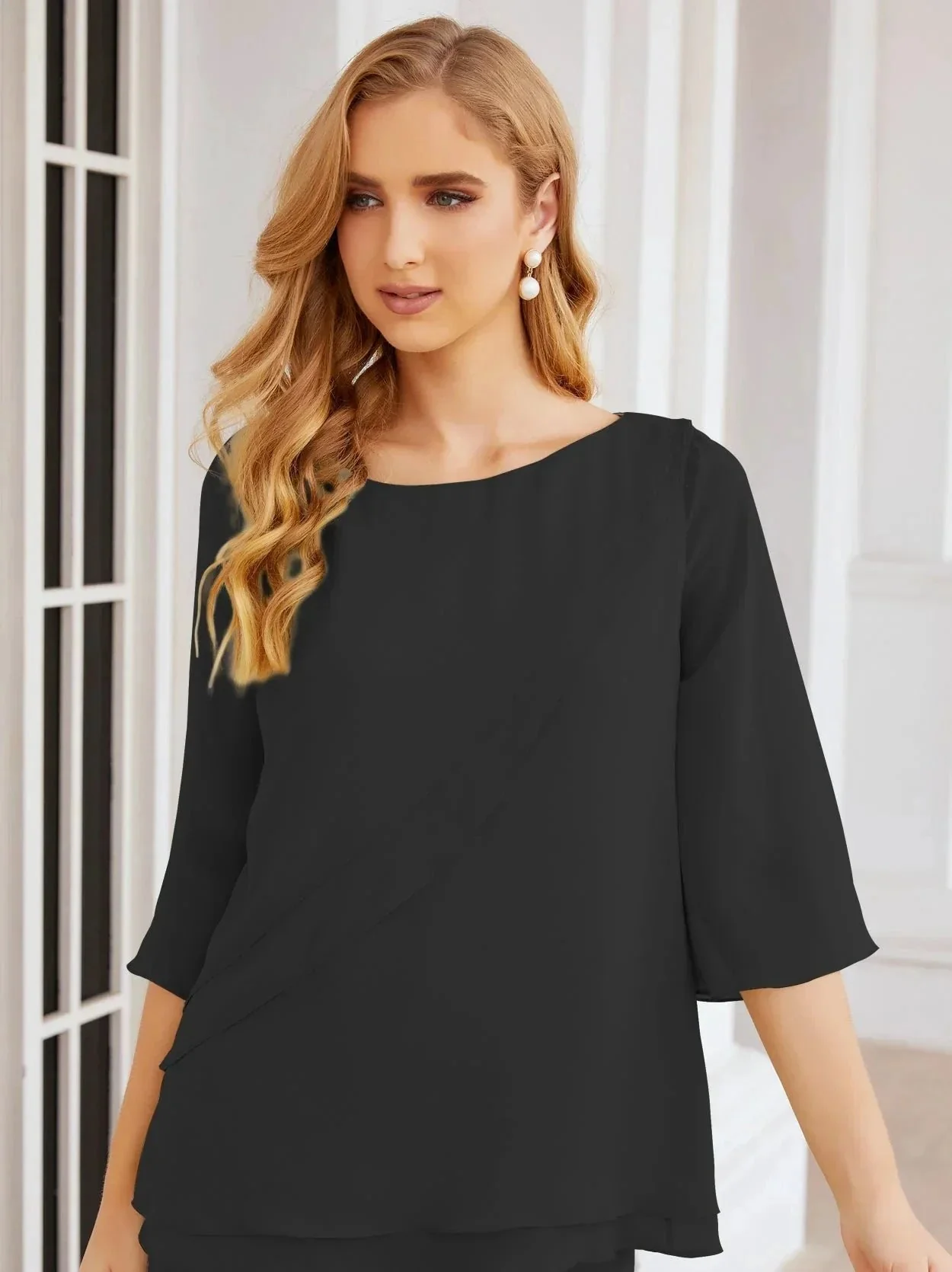 Sunnderly Elegant 2 Piece Mother of The Bride Dress Plus Size Pant Suits Ruffle Layers Sliver Housecoat SY28064 - Image 72