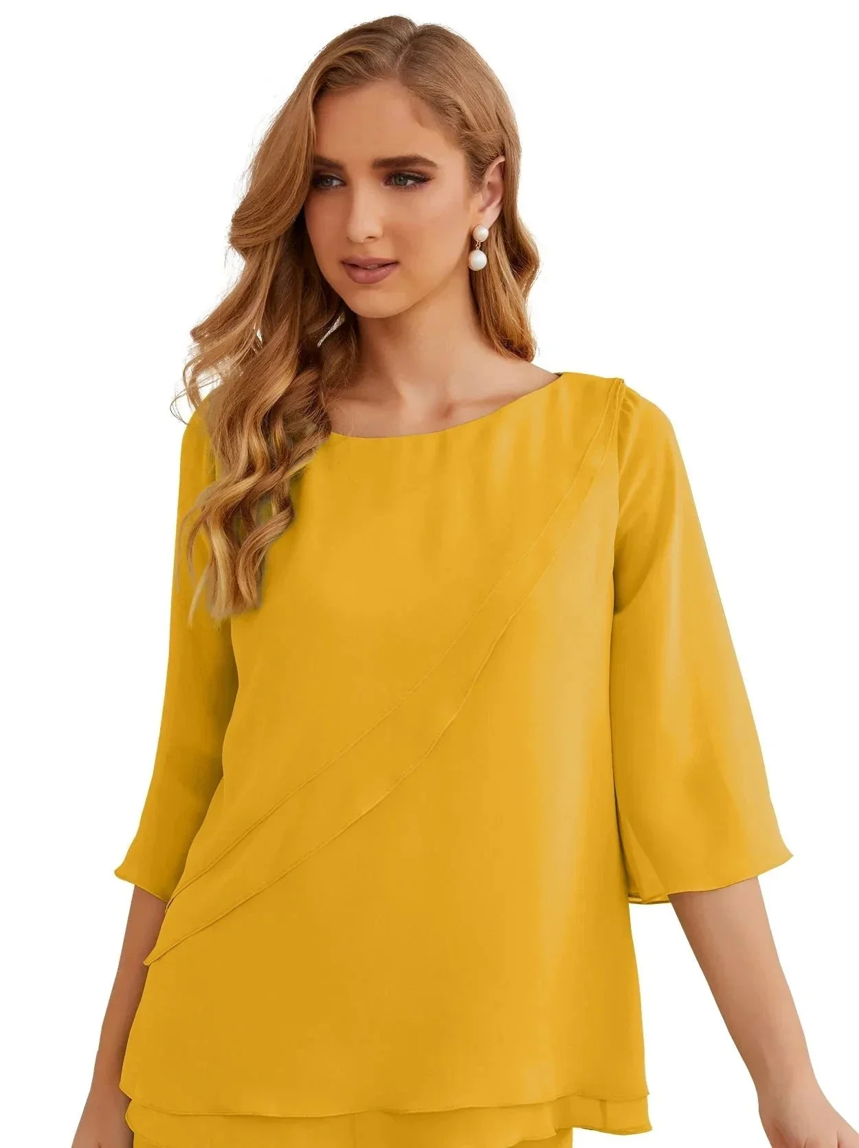 Sunnderly Elegant 2 Piece Mother of The Bride Dress Plus Size Pant Suits Ruffle Layers Sliver Housecoat SY28064 - Image 8
