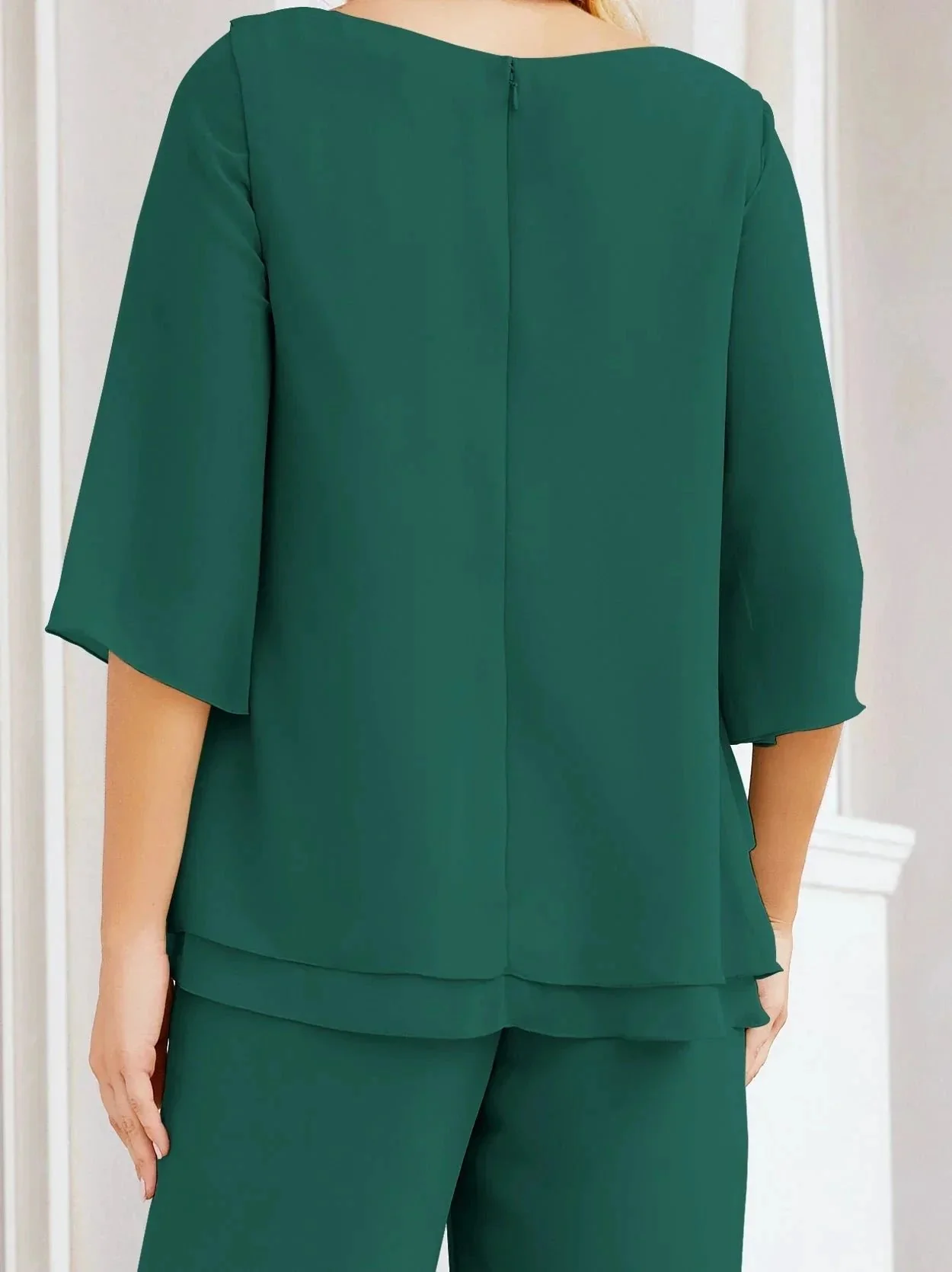 Sunnderly Elegant 2 Piece Mother of The Bride Dress Plus Size Pant Suits Ruffle Layers Sliver Housecoat SY28064 - Image 81
