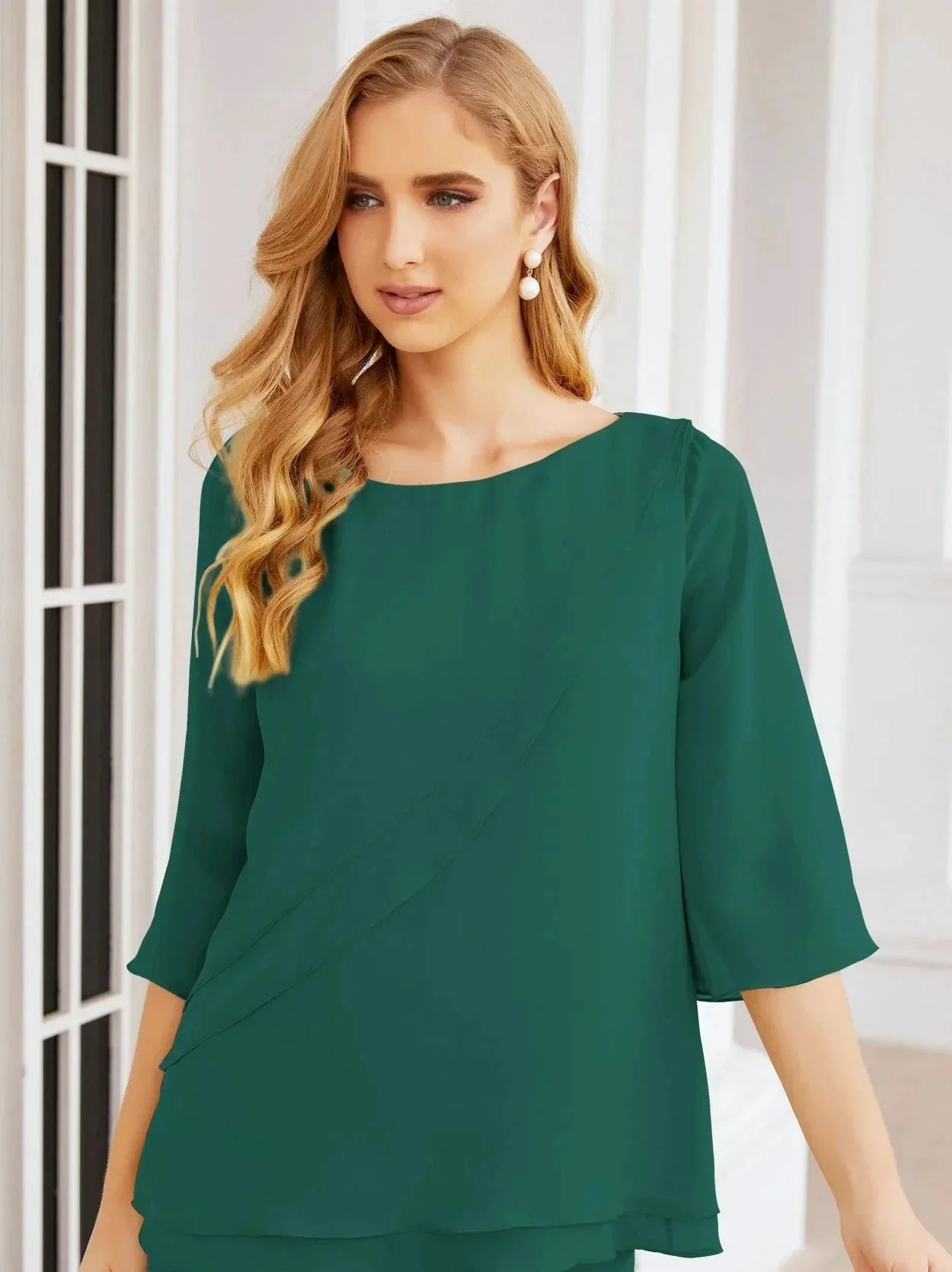 Sunnderly Elegant 2 Piece Mother of The Bride Dress Plus Size Pant Suits Ruffle Layers Sliver Housecoat SY28064 - Image 82