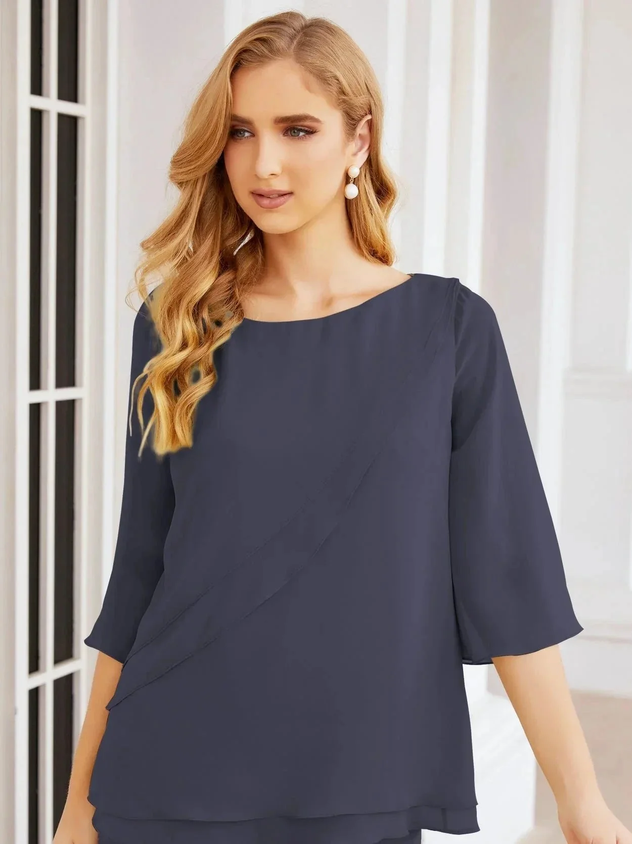 Sunnderly Elegant 2 Piece Mother of The Bride Dress Plus Size Pant Suits Ruffle Layers Sliver Housecoat SY28064 - Image 87