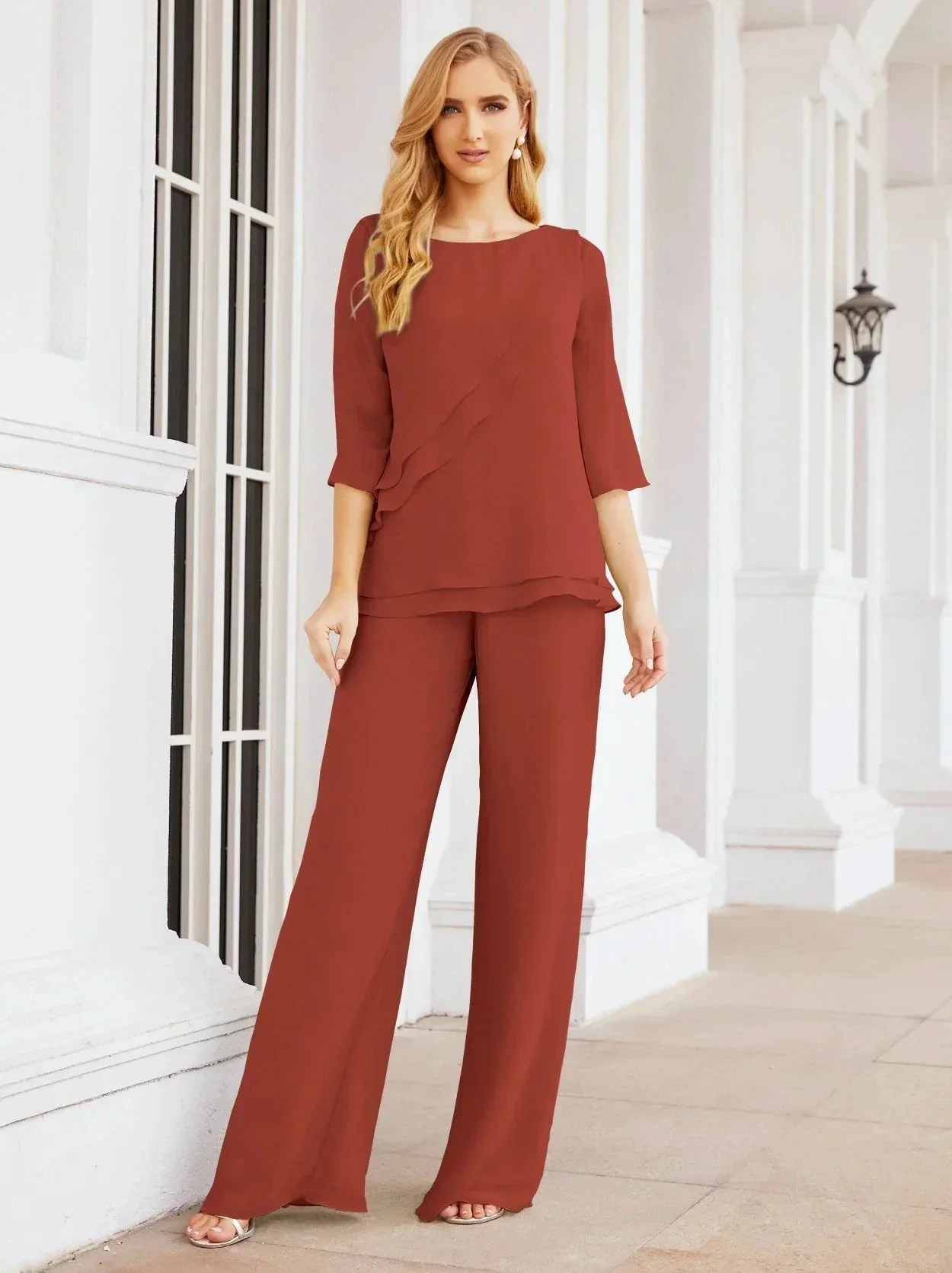 Sunnderly Elegant 2 Piece Mother of The Bride Dress Plus Size Pant Suits Ruffle Layers Sliver Housecoat SY28064 - Image 94