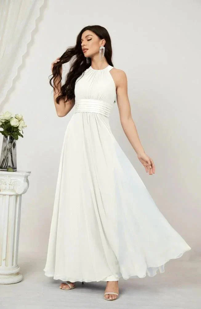 Numbersea Formal Party Gown Dress Chiffon Halter Long Sleeveless Bridesmaid Dresses 2802 - Image 101