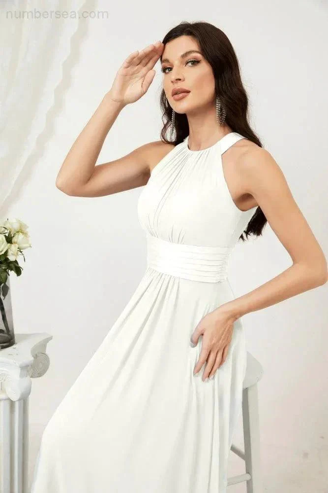 Numbersea Formal Party Gown Dress Chiffon Halter Long Sleeveless Bridesmaid Dresses 2802 - Image 104