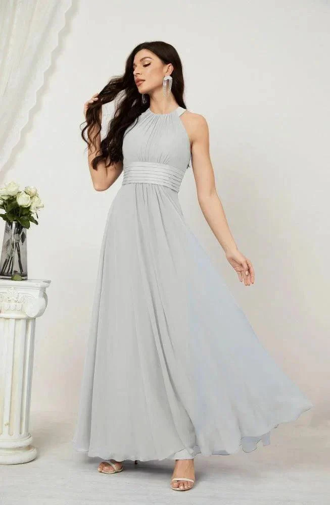 Numbersea Formal Party Gown Dress Chiffon Halter Long Sleeveless Bridesmaid Dresses 2802 - Image 105