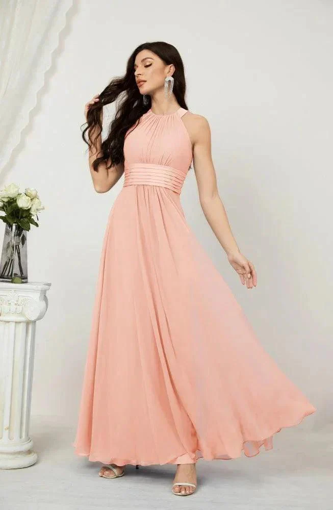 Numbersea Formal Party Gown Dress Chiffon Halter Long Sleeveless Bridesmaid Dresses 2802 - Image 113
