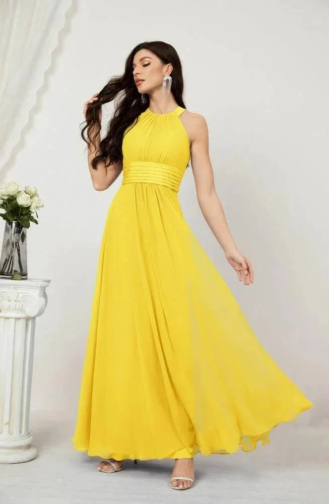 Numbersea Formal Party Gown Dress Chiffon Halter Long Sleeveless Bridesmaid Dresses 2802 - Image 129
