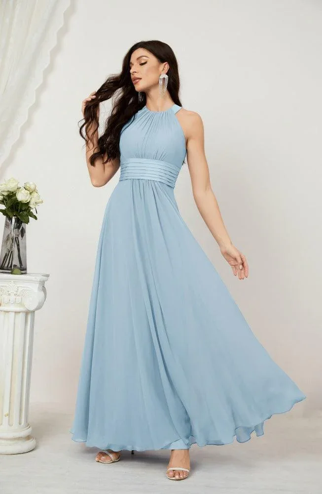 Numbersea Formal Party Gown Dress Chiffon Halter Long Sleeveless Bridesmaid Dresses 2802 - Image 13