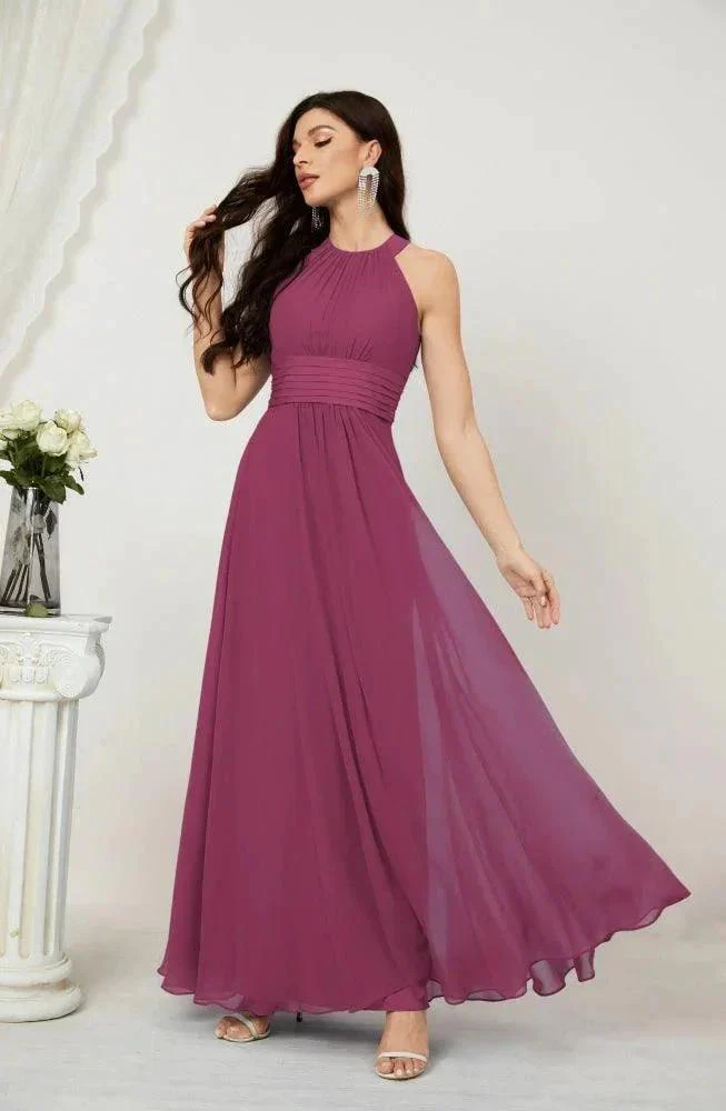 Numbersea Formal Party Gown Dress Chiffon Halter Long Sleeveless Bridesmaid Dresses 2802 - Image 133