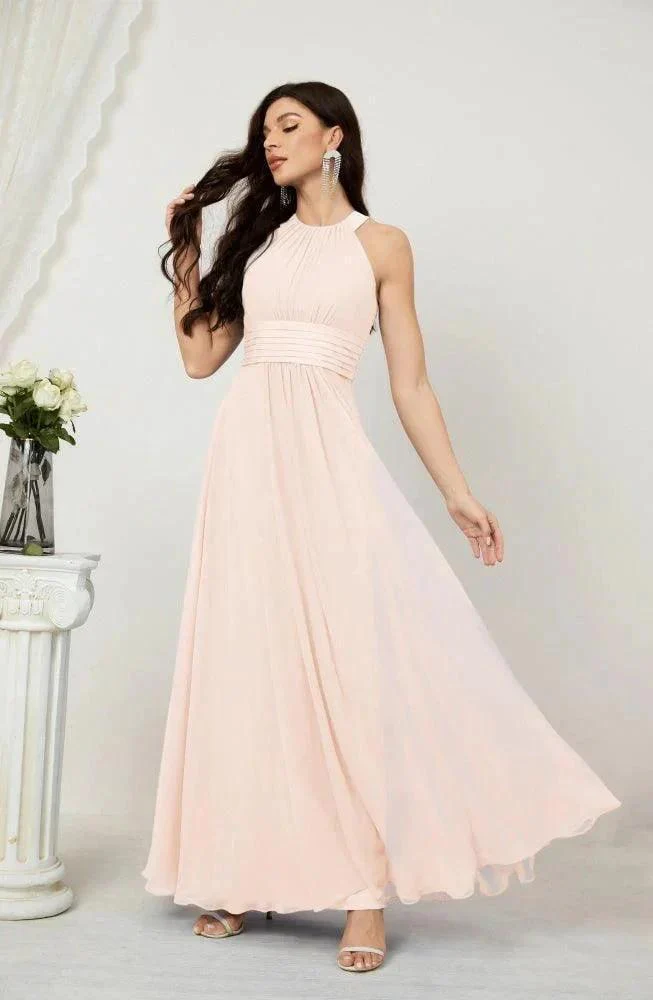 Numbersea Formal Party Gown Dress Chiffon Halter Long Sleeveless Bridesmaid Dresses 2802 - Image 137