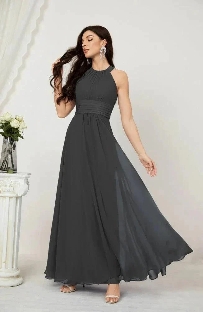 Numbersea Formal Party Gown Dress Chiffon Halter Long Sleeveless Bridesmaid Dresses 2802 - Image 149
