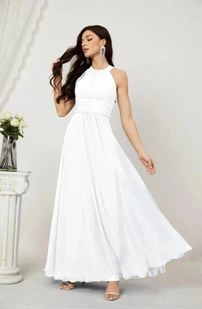 Numbersea Formal Party Gown Dress Chiffon Halter Long Sleeveless Bridesmaid Dresses 2802 - Image 165