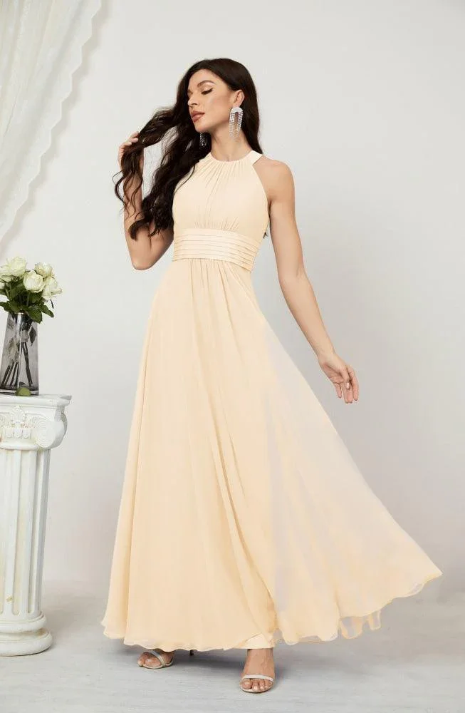 Numbersea Formal Party Gown Dress Chiffon Halter Long Sleeveless Bridesmaid Dresses 2802 - Image 29