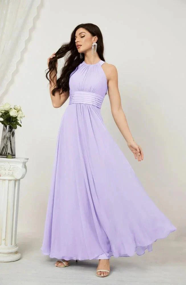 Numbersea Formal Party Gown Dress Chiffon Halter Long Sleeveless Bridesmaid Dresses 2802 - Image 53
