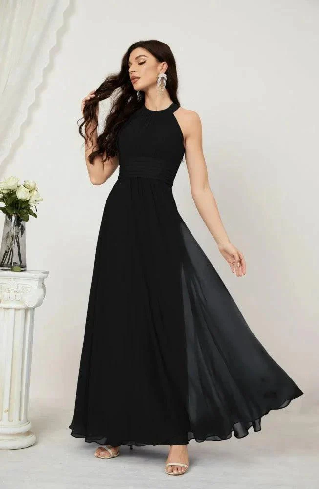 Numbersea Formal Party Gown Dress Chiffon Halter Long Sleeveless Bridesmaid Dresses 2802 - Image 57