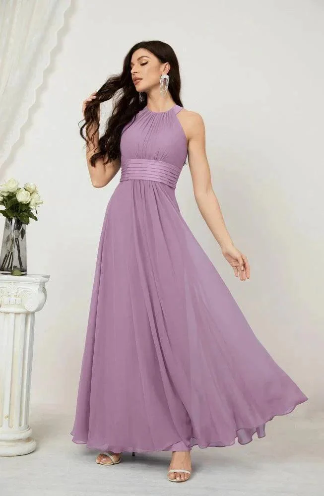 Numbersea Formal Party Gown Dress Chiffon Halter Long Sleeveless Bridesmaid Dresses 2802 - Image 81