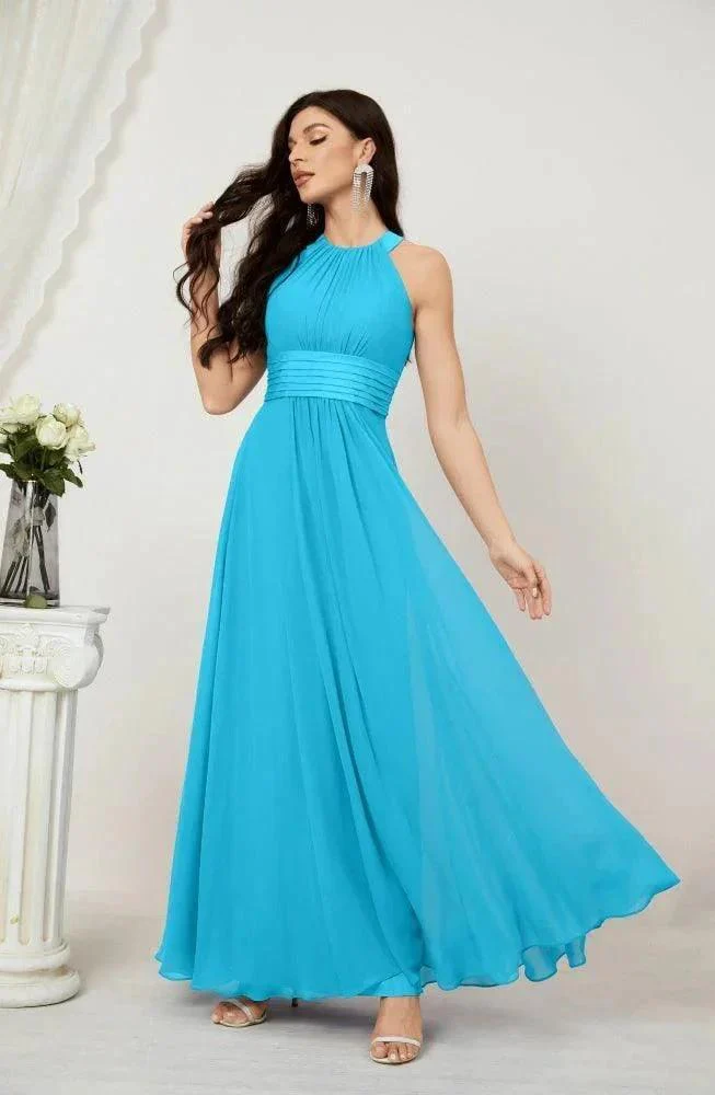 Numbersea Formal Party Gown Dress Chiffon Halter Long Sleeveless Bridesmaid Dresses 2802 - Image 89