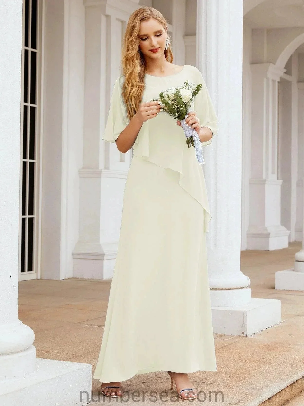Sunnderly Formal Party Gown Dress Long Mother of The Bride Dresses with Ruffle Cape SY28026 - Image 104