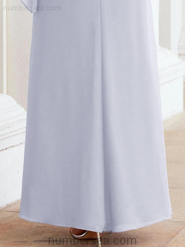 Sunnderly Formal Party Gown Dress Long Mother of The Bride Dresses with Ruffle Cape SY28026 - Image 11