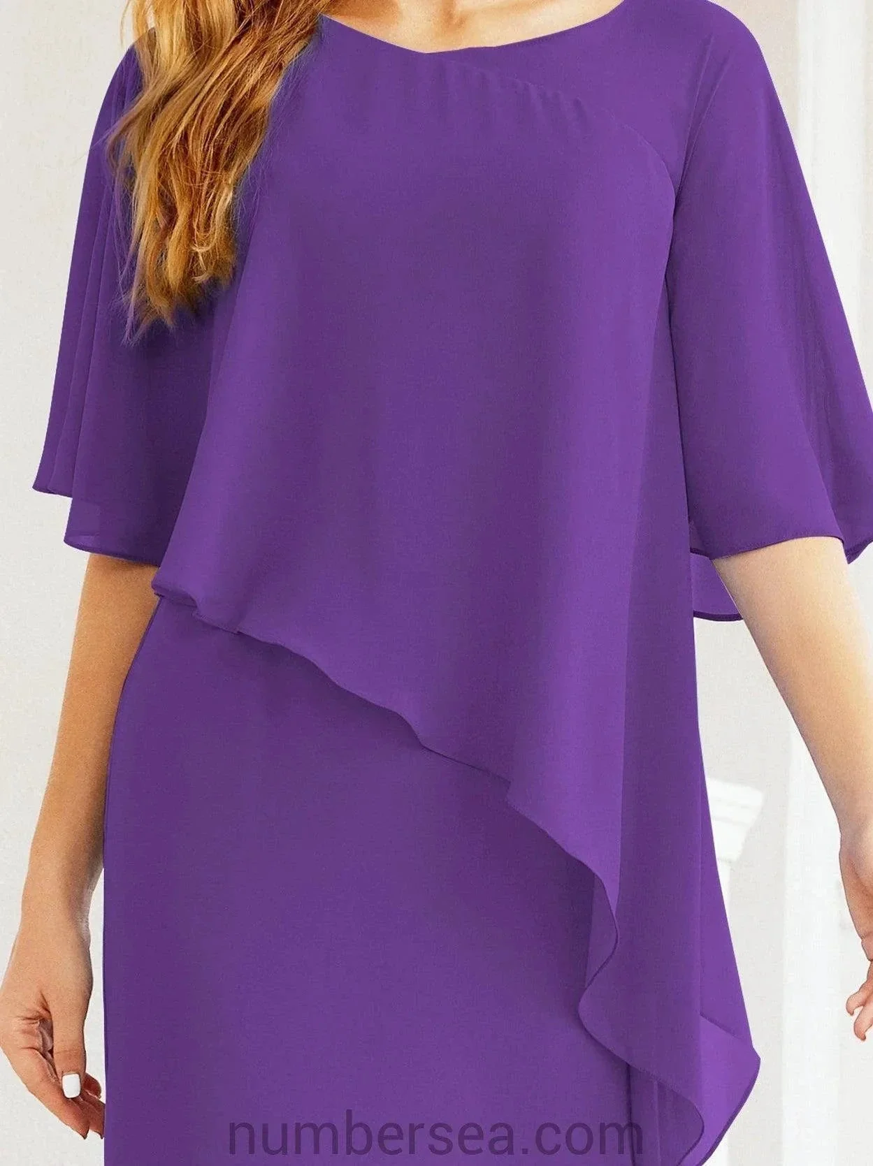 Sunnderly Formal Party Gown Dress Long Mother of The Bride Dresses with Ruffle Cape SY28026 - Image 110