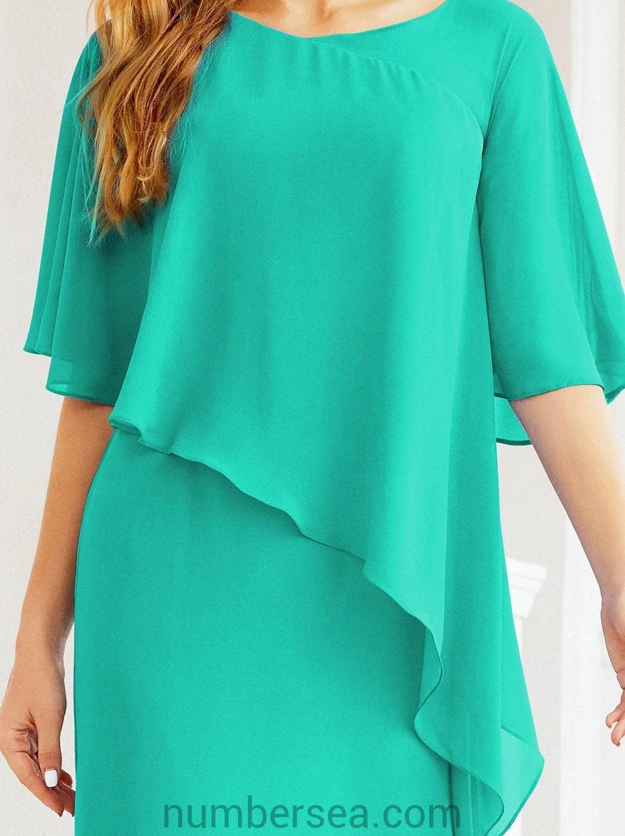 Sunnderly Formal Party Gown Dress Long Mother of The Bride Dresses with Ruffle Cape SY28026 - Image 126