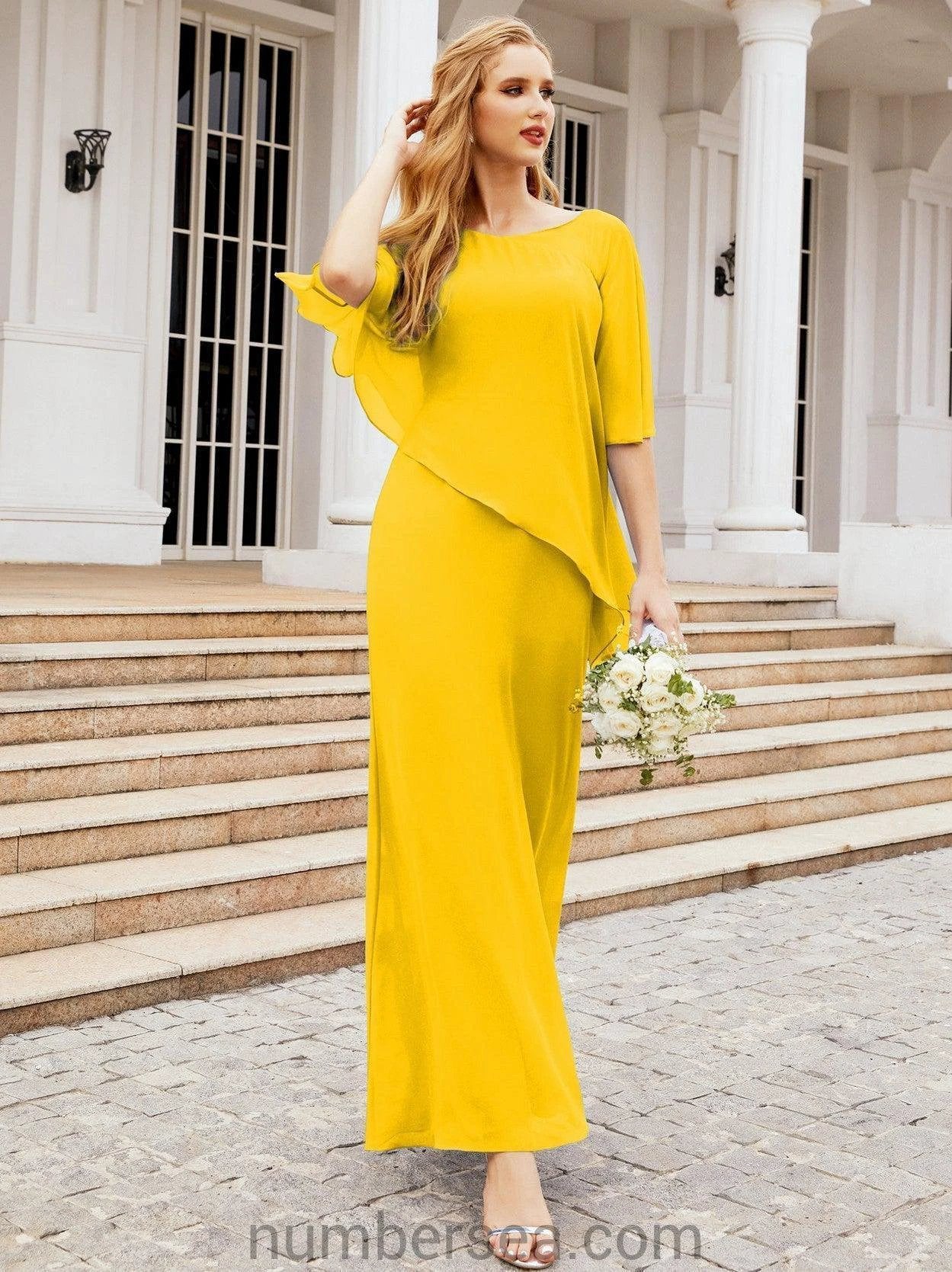 Sunnderly Formal Party Gown Dress Long Mother of The Bride Dresses with Ruffle Cape SY28026 - Image 129