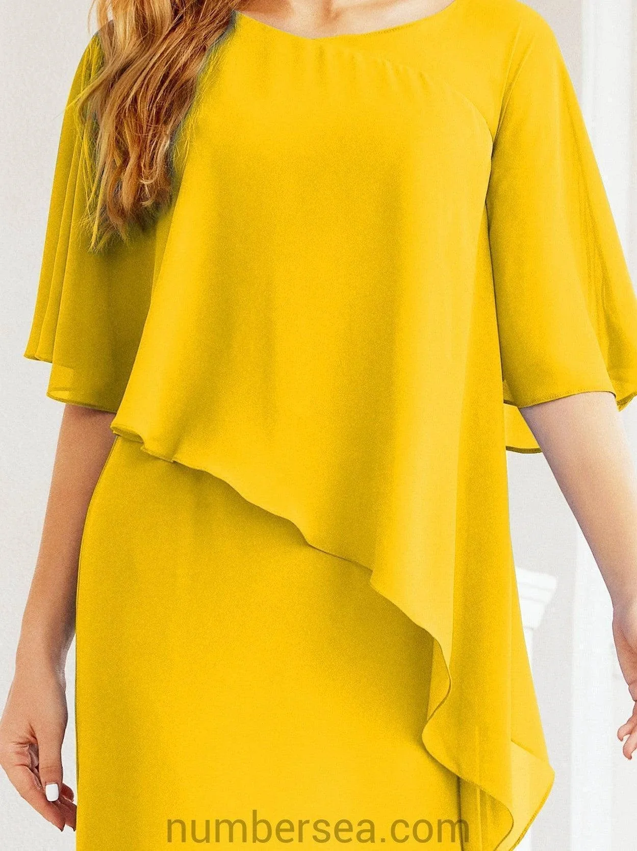 Sunnderly Formal Party Gown Dress Long Mother of The Bride Dresses with Ruffle Cape SY28026 - Image 130