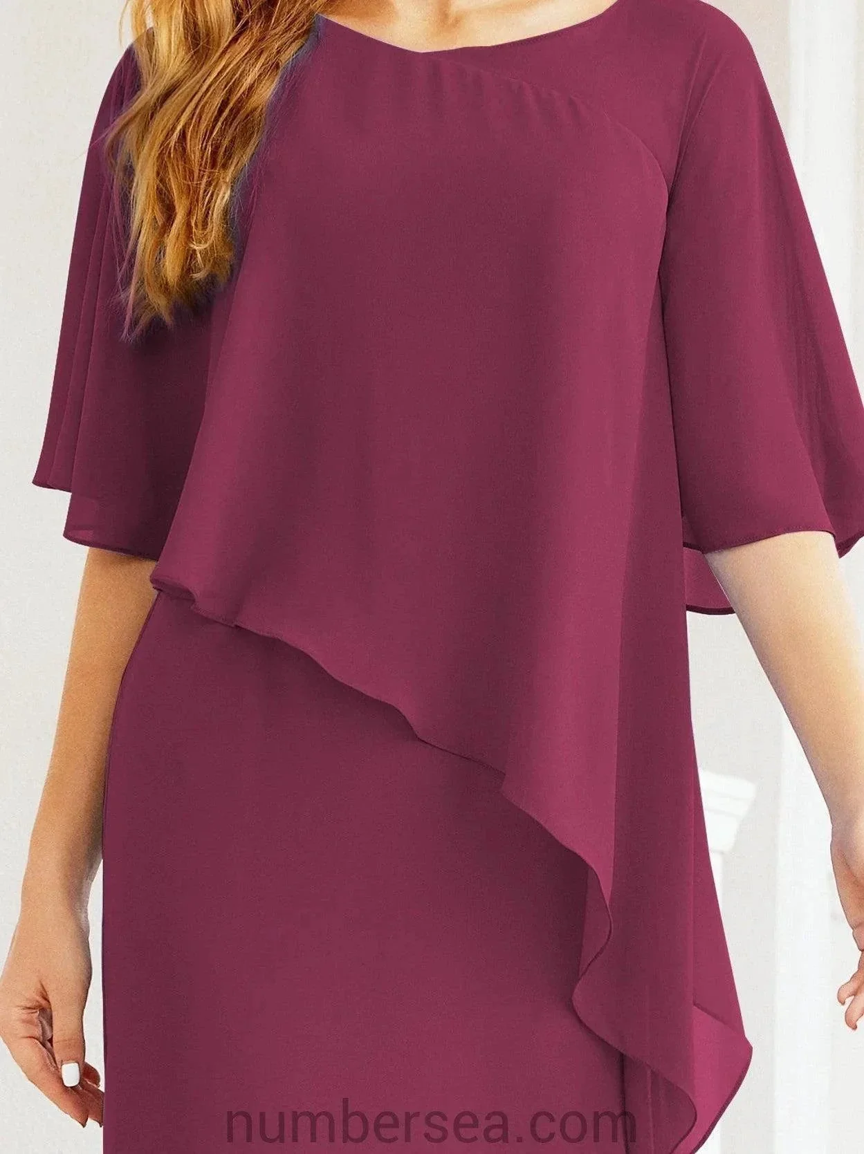 Sunnderly Formal Party Gown Dress Long Mother of The Bride Dresses with Ruffle Cape SY28026 - Image 134