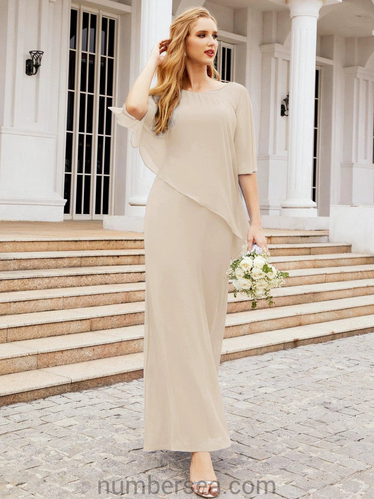 Sunnderly Formal Party Gown Dress Long Mother of The Bride Dresses with Ruffle Cape SY28026 - Image 137