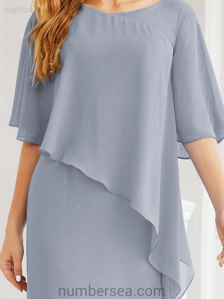 Sunnderly Formal Party Gown Dress Long Mother of The Bride Dresses with Ruffle Cape SY28026 - Image 14