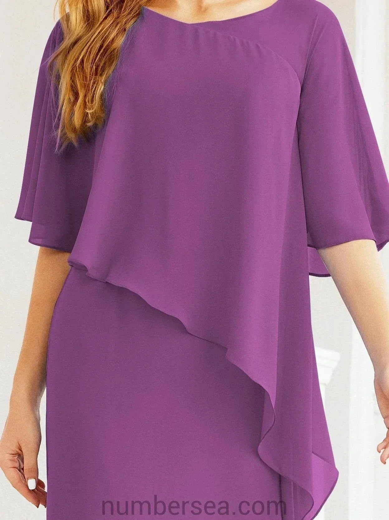 Sunnderly Formal Party Gown Dress Long Mother of The Bride Dresses with Ruffle Cape SY28026 - Image 142