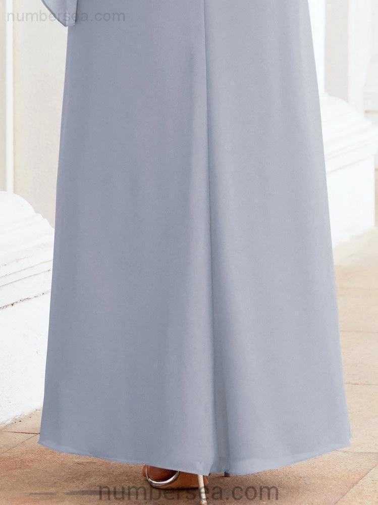 Sunnderly Formal Party Gown Dress Long Mother of The Bride Dresses with Ruffle Cape SY28026 - Image 15