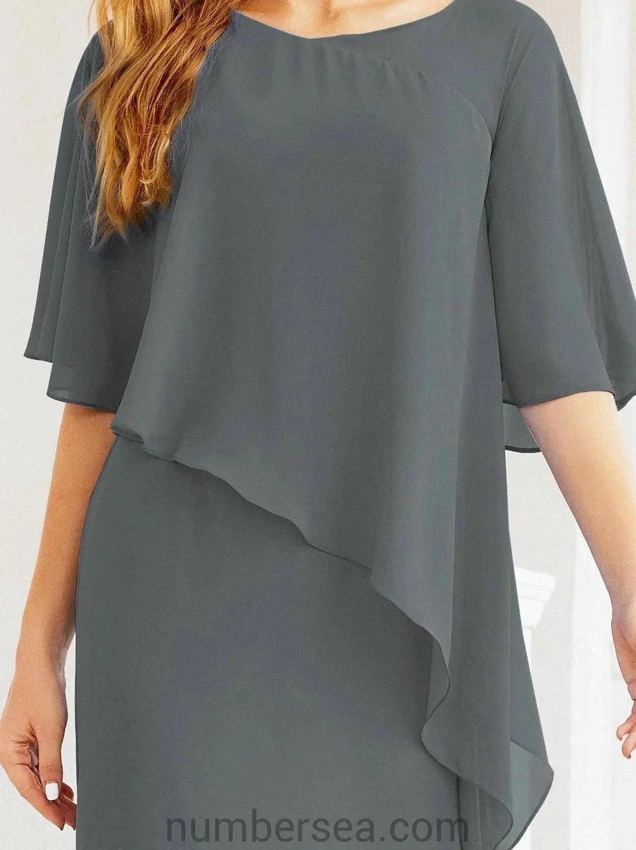 Sunnderly Formal Party Gown Dress Long Mother of The Bride Dresses with Ruffle Cape SY28026 - Image 150