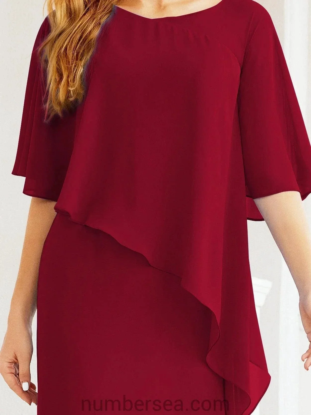 Sunnderly Formal Party Gown Dress Long Mother of The Bride Dresses with Ruffle Cape SY28026 - Image 162