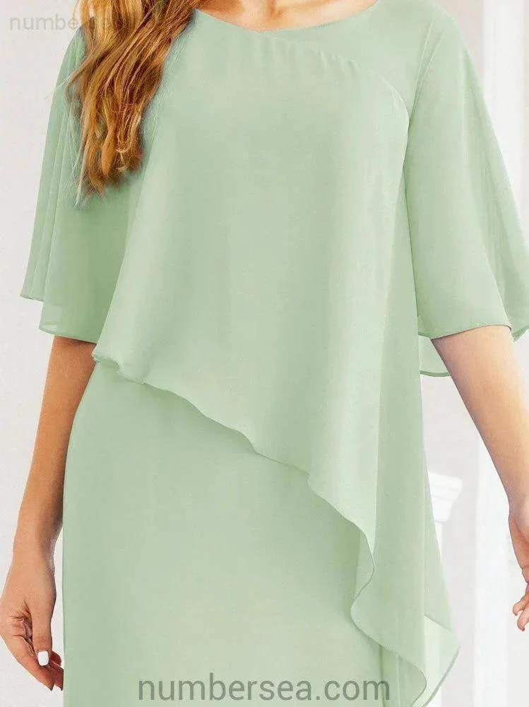 Sunnderly Formal Party Gown Dress Long Mother of The Bride Dresses with Ruffle Cape SY28026 - Image 18