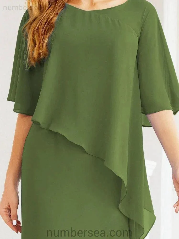 Sunnderly Formal Party Gown Dress Long Mother of The Bride Dresses with Ruffle Cape SY28026 - Image 26