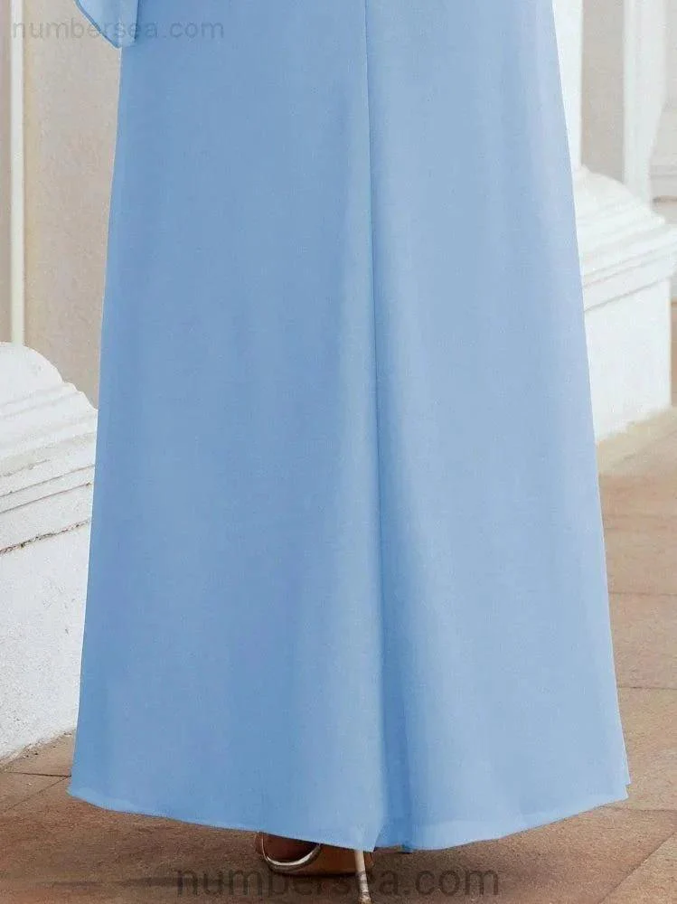 Sunnderly Formal Party Gown Dress Long Mother of The Bride Dresses with Ruffle Cape SY28026 - Image 39