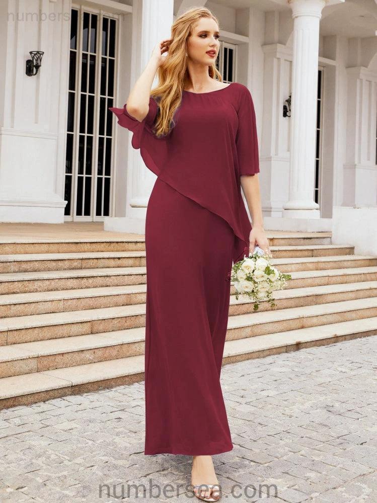 Sunnderly Formal Party Gown Dress Long Mother of The Bride Dresses with Ruffle Cape SY28026 - Image 45