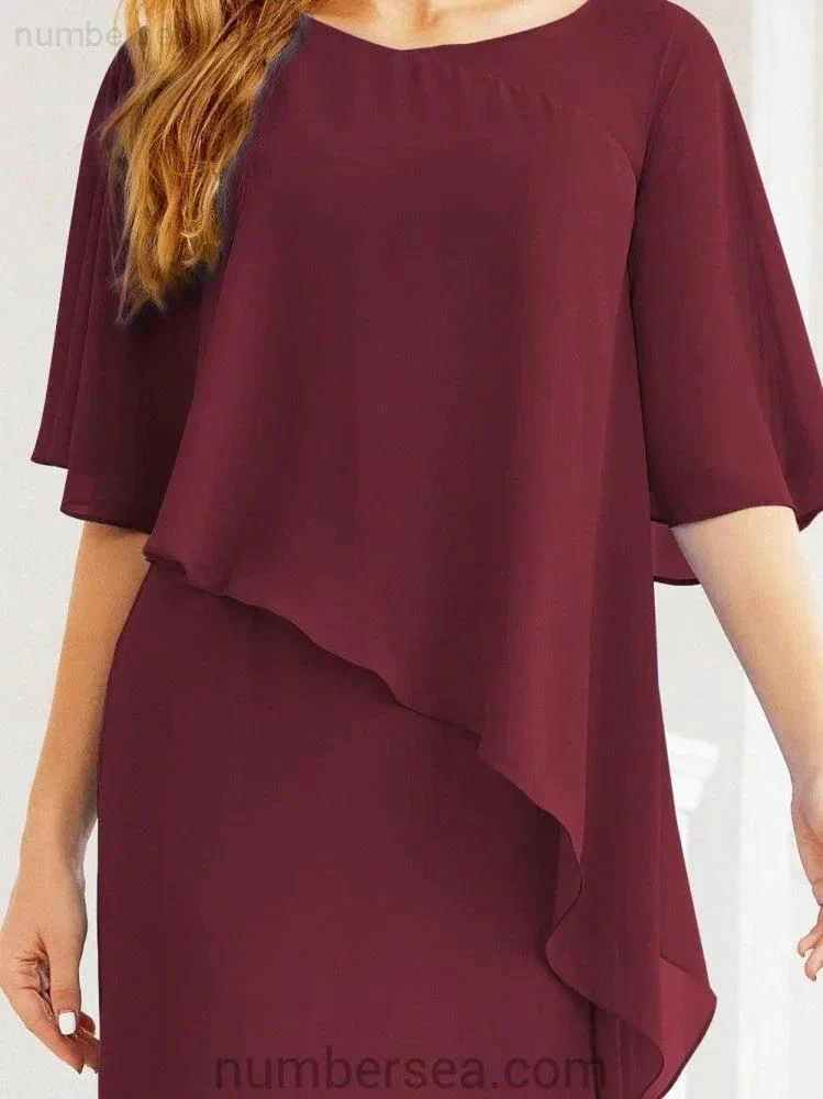 Sunnderly Formal Party Gown Dress Long Mother of The Bride Dresses with Ruffle Cape SY28026 - Image 46