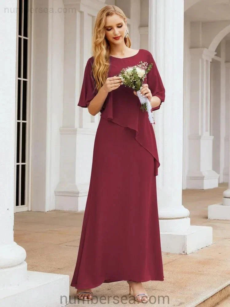 Sunnderly Formal Party Gown Dress Long Mother of The Bride Dresses with Ruffle Cape SY28026 - Image 48