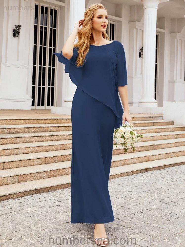 Sunnderly Formal Party Gown Dress Long Mother of The Bride Dresses with Ruffle Cape SY28026 - Image 49