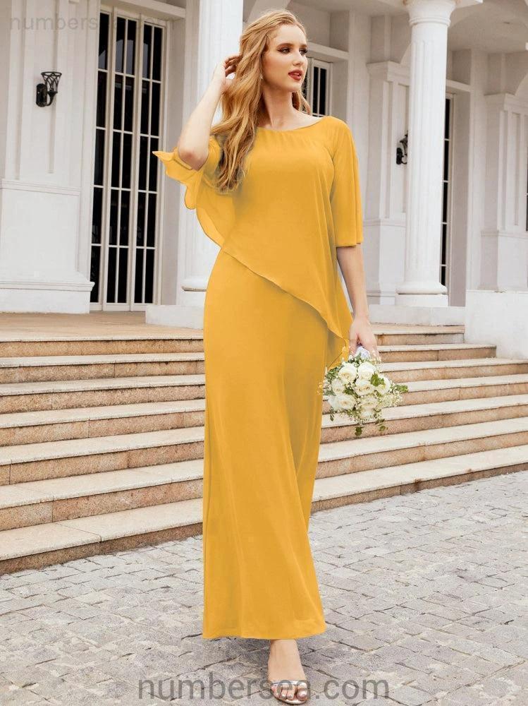 Sunnderly Formal Party Gown Dress Long Mother of The Bride Dresses with Ruffle Cape SY28026 - Image 5