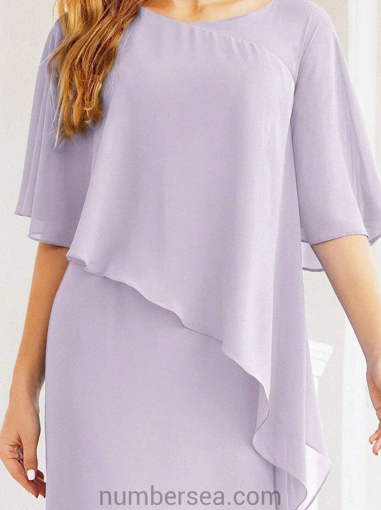 Sunnderly Formal Party Gown Dress Long Mother of The Bride Dresses with Ruffle Cape SY28026 - Image 54
