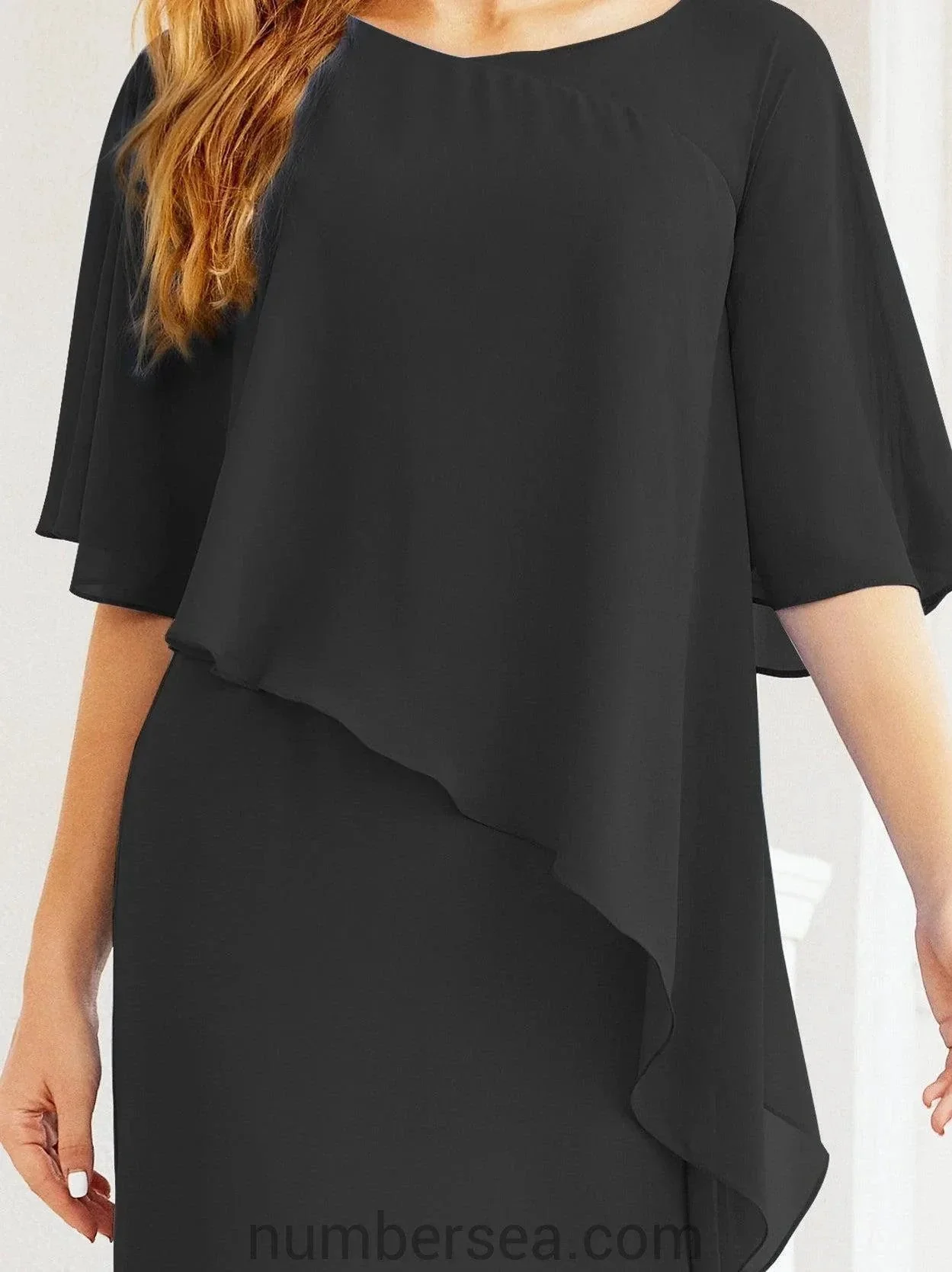 Sunnderly Formal Party Gown Dress Long Mother of The Bride Dresses with Ruffle Cape SY28026 - Image 58