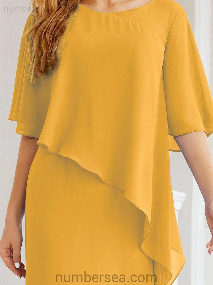 Sunnderly Formal Party Gown Dress Long Mother of The Bride Dresses with Ruffle Cape SY28026 - Image 6